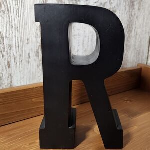 Elegant Solid Black Wooden Letter R Decor Melannco Keeper of Memories